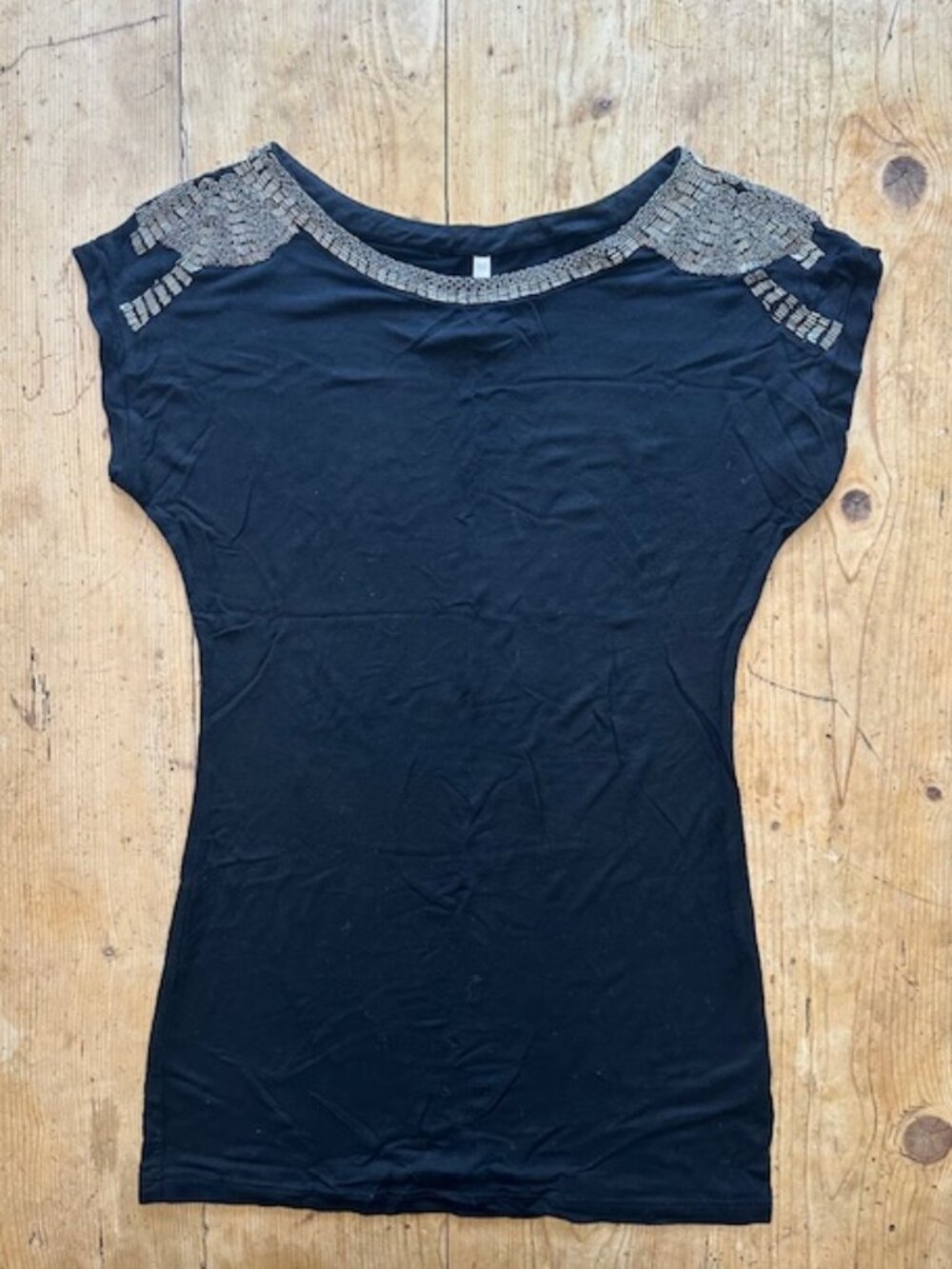 Peppermint Beaded Black Tunic/Dress Size L